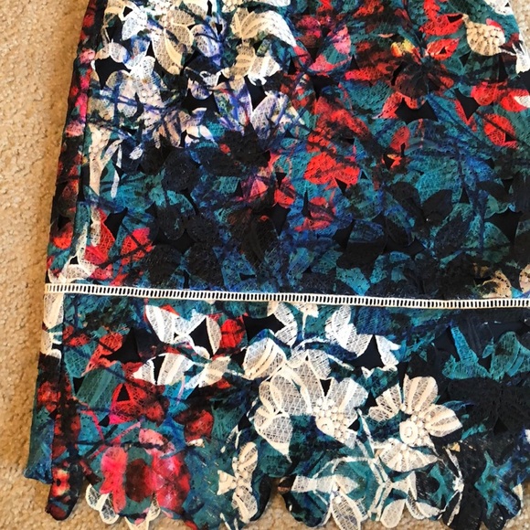 Antonio Melani Devony floral Pencil Skirt blue navy size 0 - Picture 3 of 8